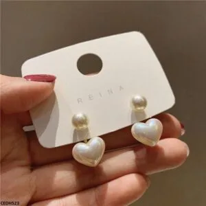 Pearl Heart Drop Earrings