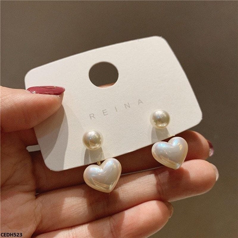 Pearl Heart Drop Earrings 1 Pearl Heart Drop Earrings